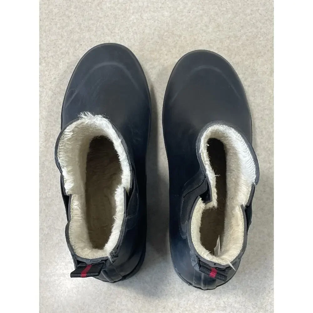 Tretorn Women's Size7 Lina Chelsea Rain Boots Black Rubber FAUX Fur Lined